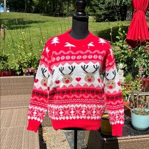 Festive Red Reindeer Sweater